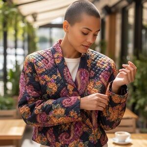 Darian Floral Paisley Quilted Women's cropped blazer Womens 16